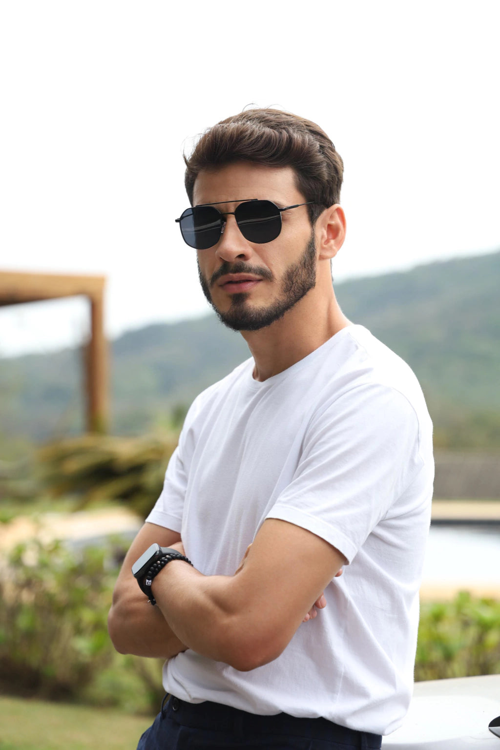 Óculos de Sol Retangular Samba - Preto - Metal