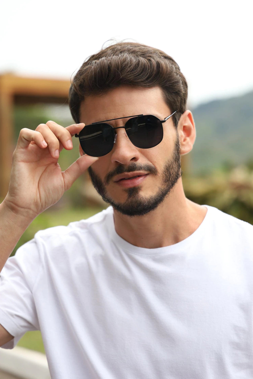 Óculos de Sol Retangular Samba - Preto - Metal