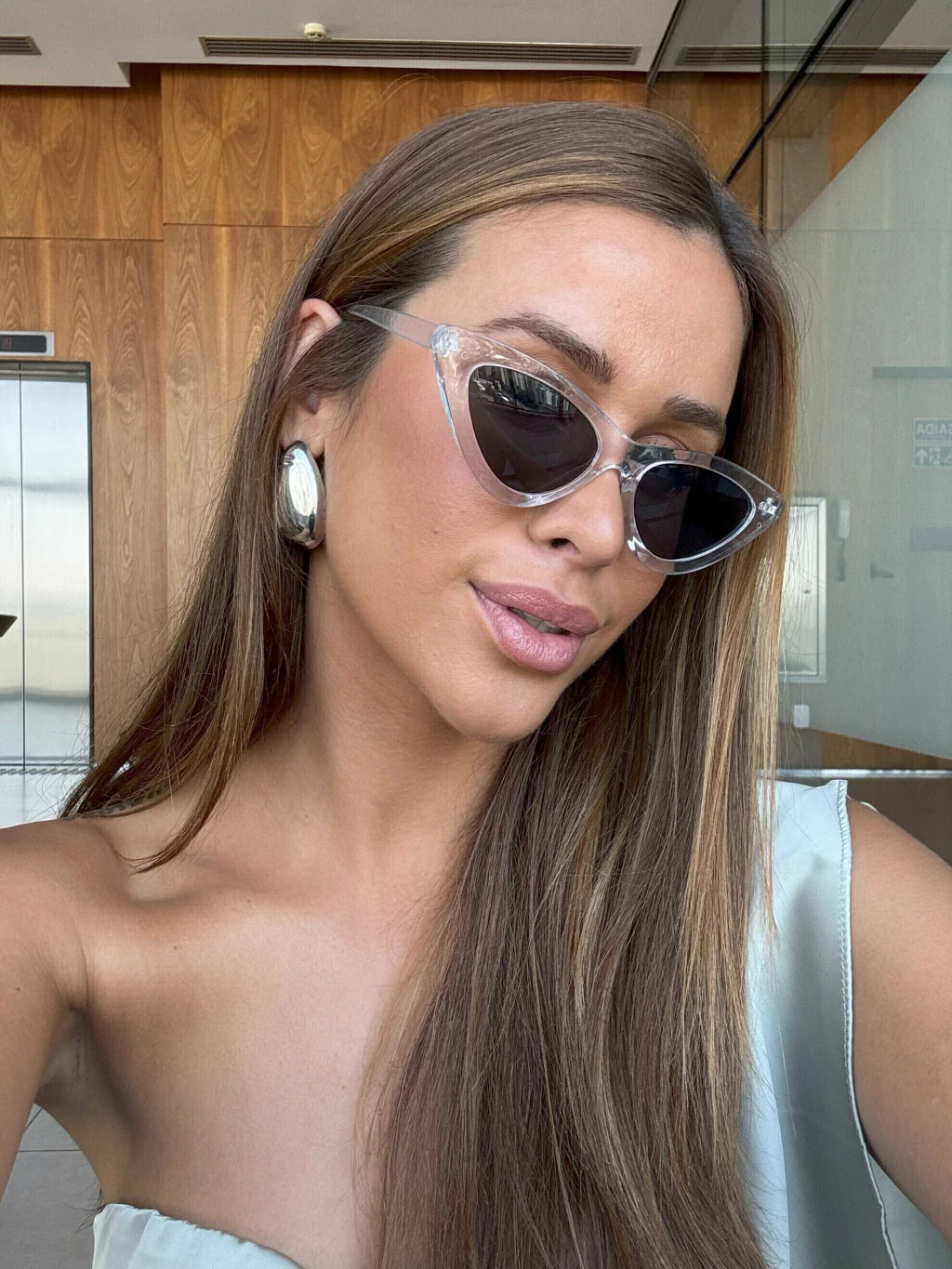 Óculos de Sol Gatinho July 2.0 - Preto/Transparente - Injetado