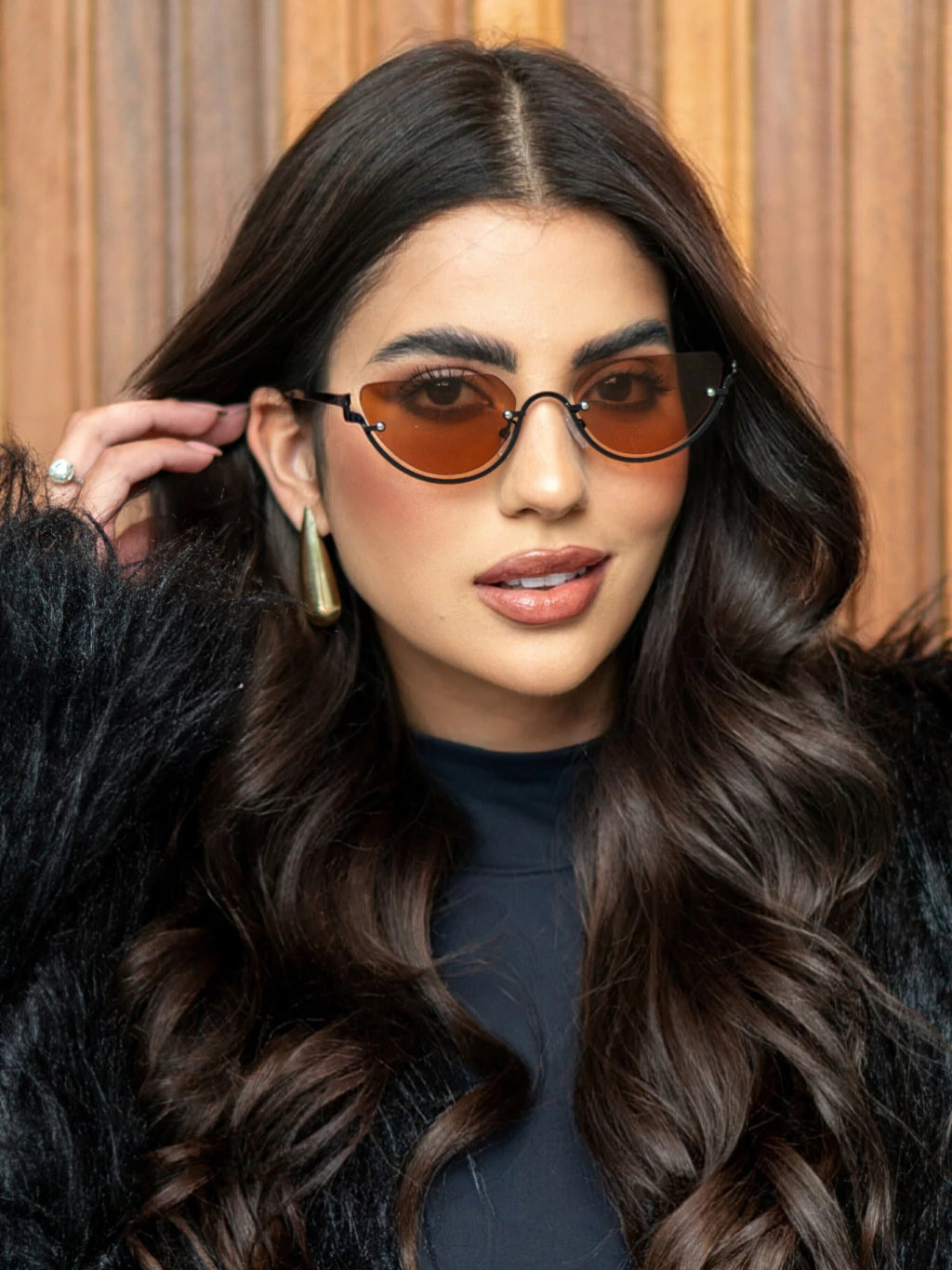 Óculos de Sol Gatinho Gisele 2.0 - Marrom Preto - Metal