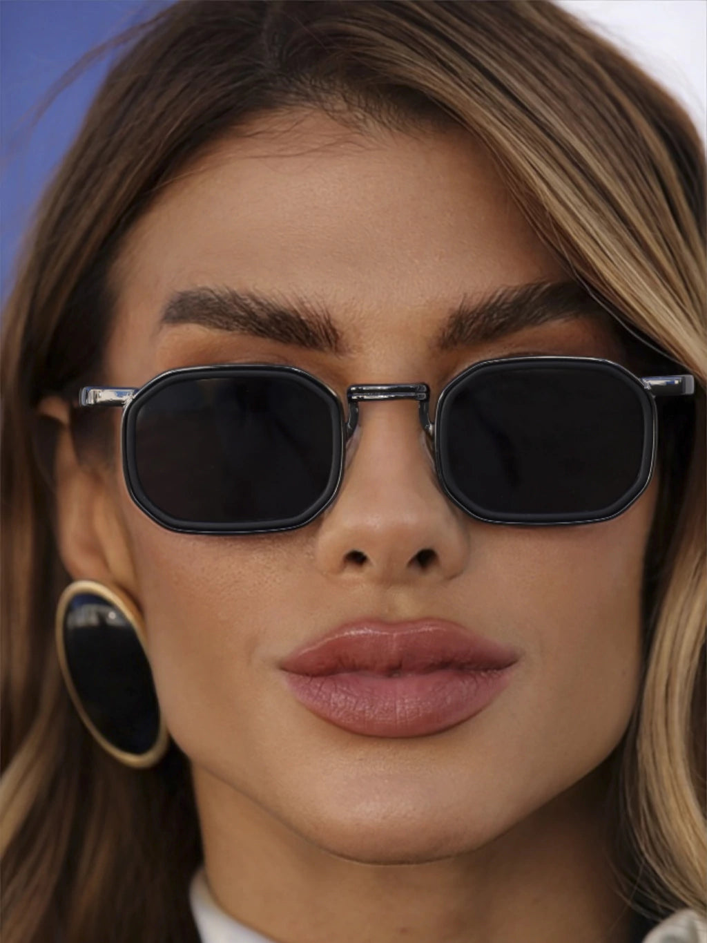 Óculos de Sol Retangular Kansas Premium 3.0 - Preto - Metal