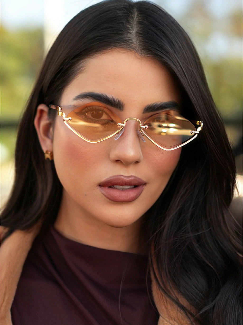 Óculos de Sol Losango Naomi 2.0 - Amarelo Degradê /Dourado Preto - Metal