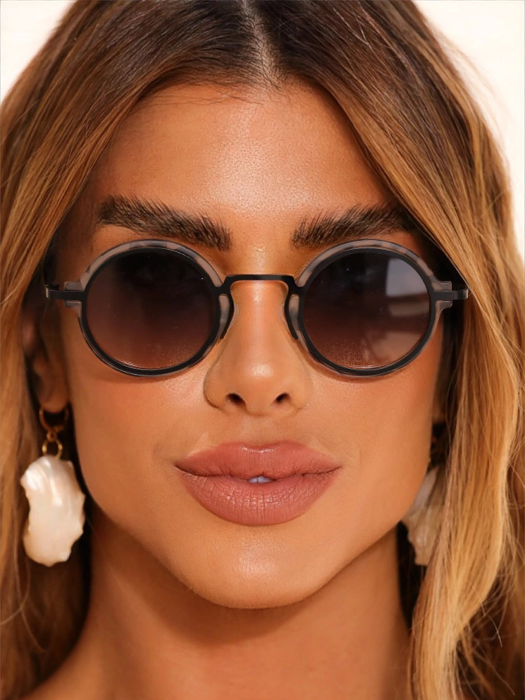 Óculos de Sol Redondo Kiev Premium 2.0 - Preto Degradê Camuflado Cinza - Metal