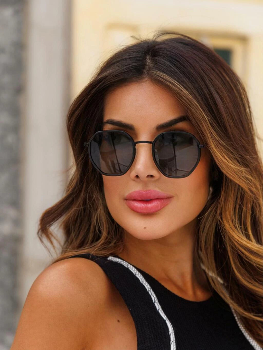 Óculos de Sol Retangular Once - Preto Degradê - Metal