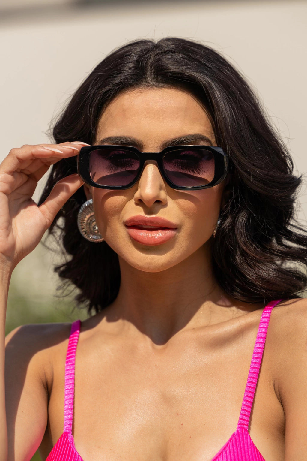 Óculos de Sol Retangular Diamond Premium - Preto Degradê - Injetado