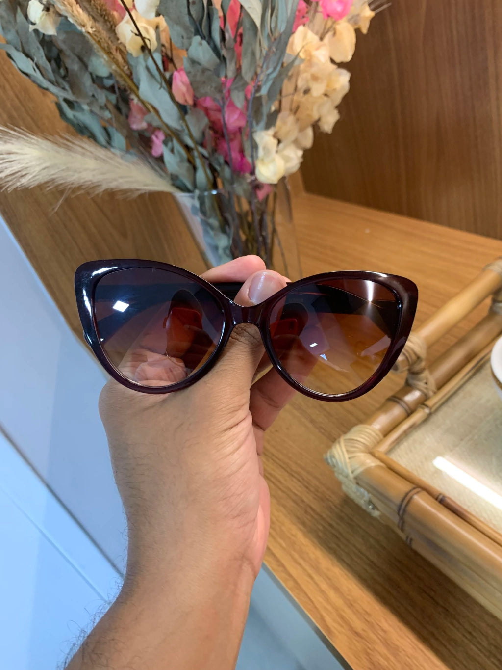 Óculos de Sol Gatinho Naeska - Marrom Degradê - acetato