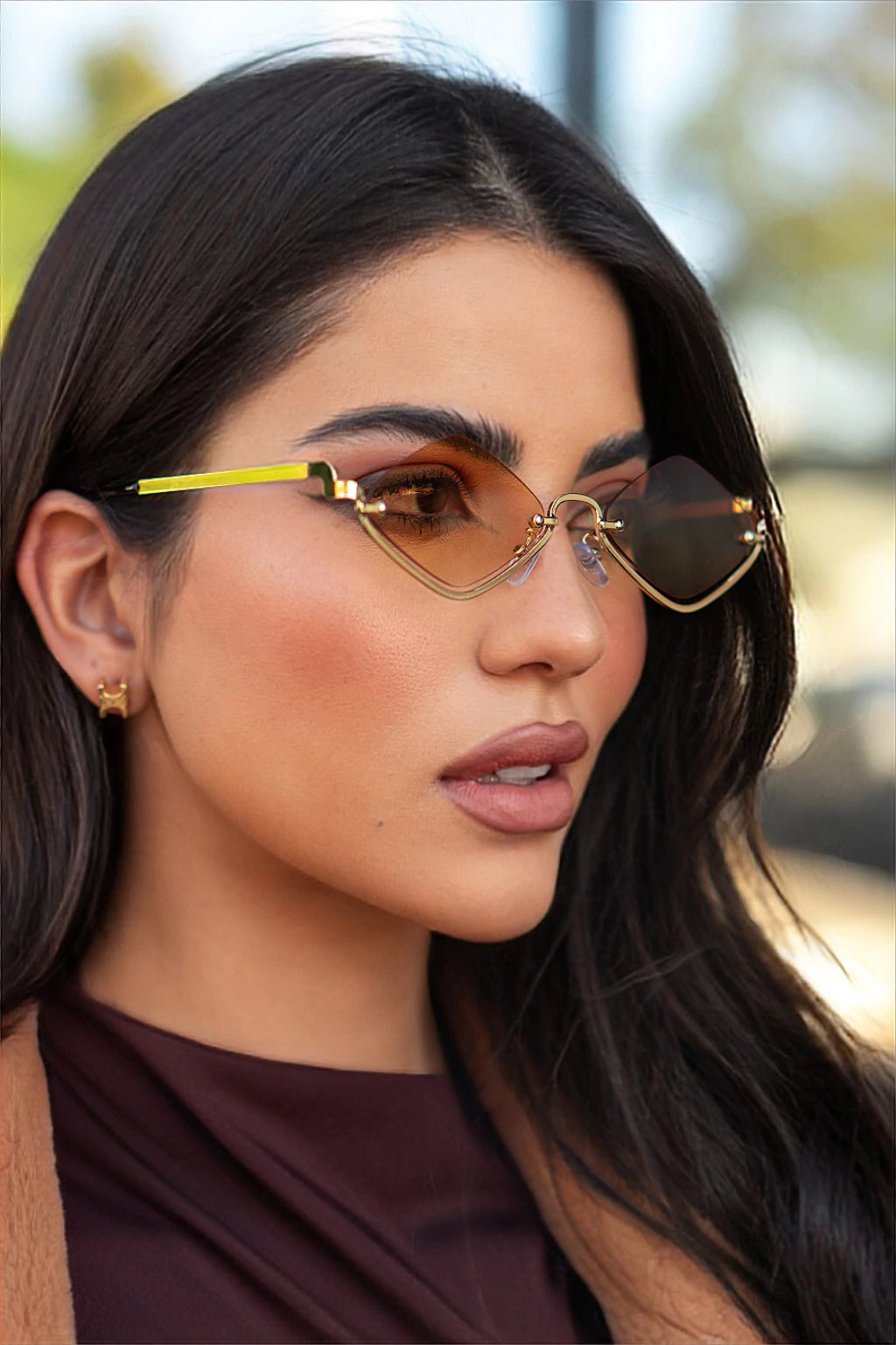 Óculos de Sol Losango Naomi 2.0 - Amarelo Degradê /Dourado Preto - Metal