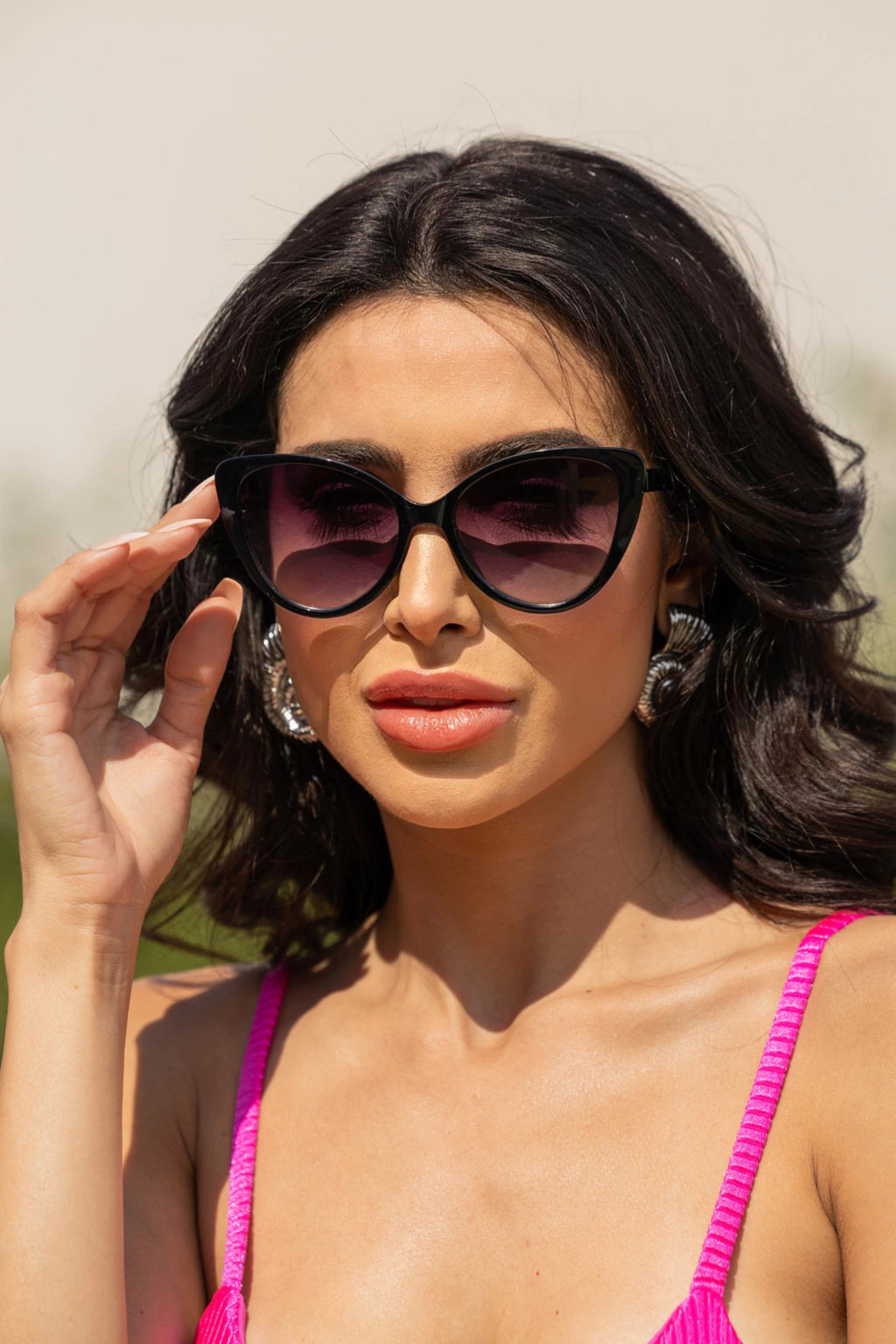 Óculos de Sol Gatinho Naeska - Preto Degradê - acetato