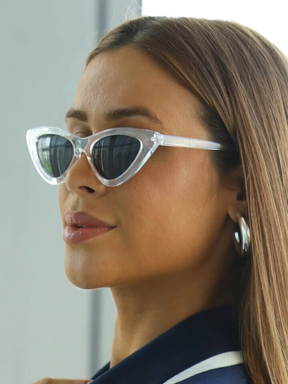 Óculos de Sol Gatinho July 2.0 - Preto/Transparente - Injetado