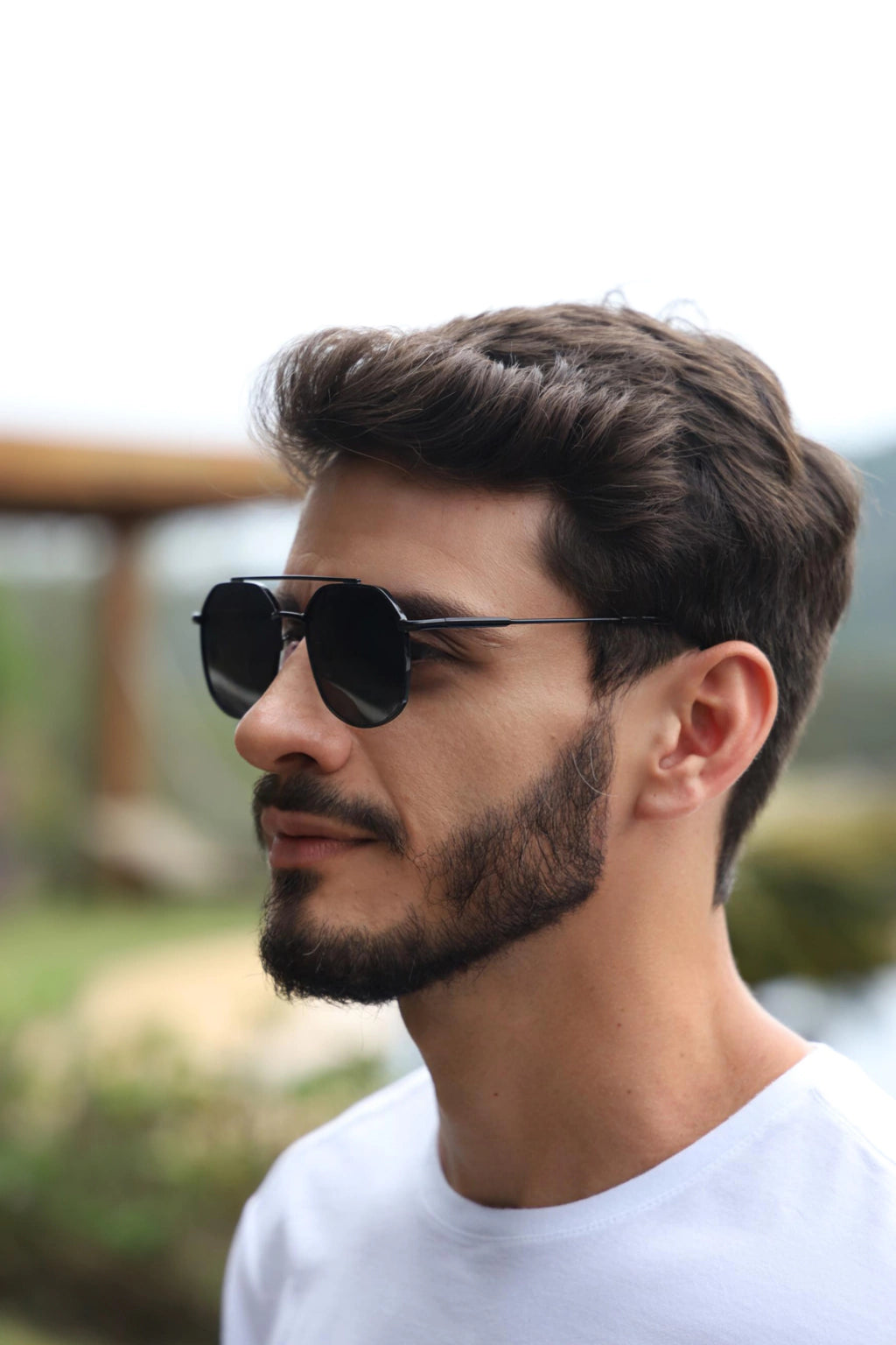 Óculos de Sol Retangular Samba - Preto - Metal