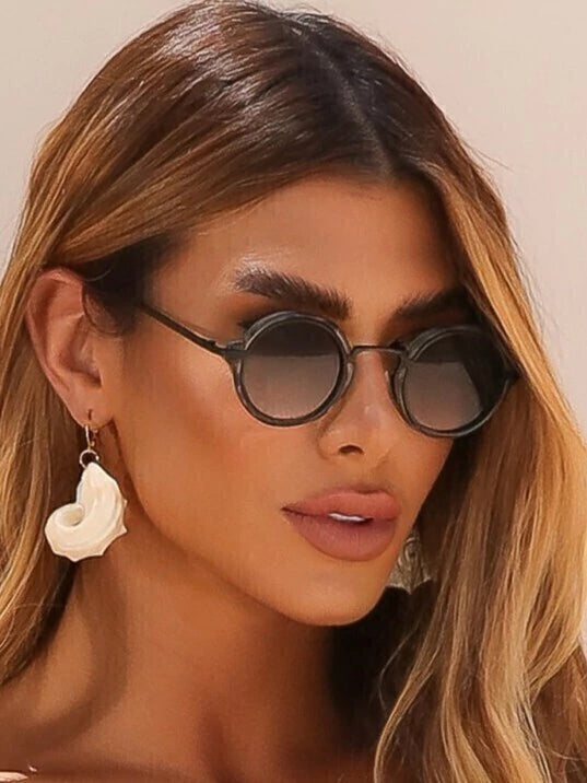 Óculos de Sol Redondo Kiev Premium 2.0 - Preto Degradê Camuflado Cinza - Metal