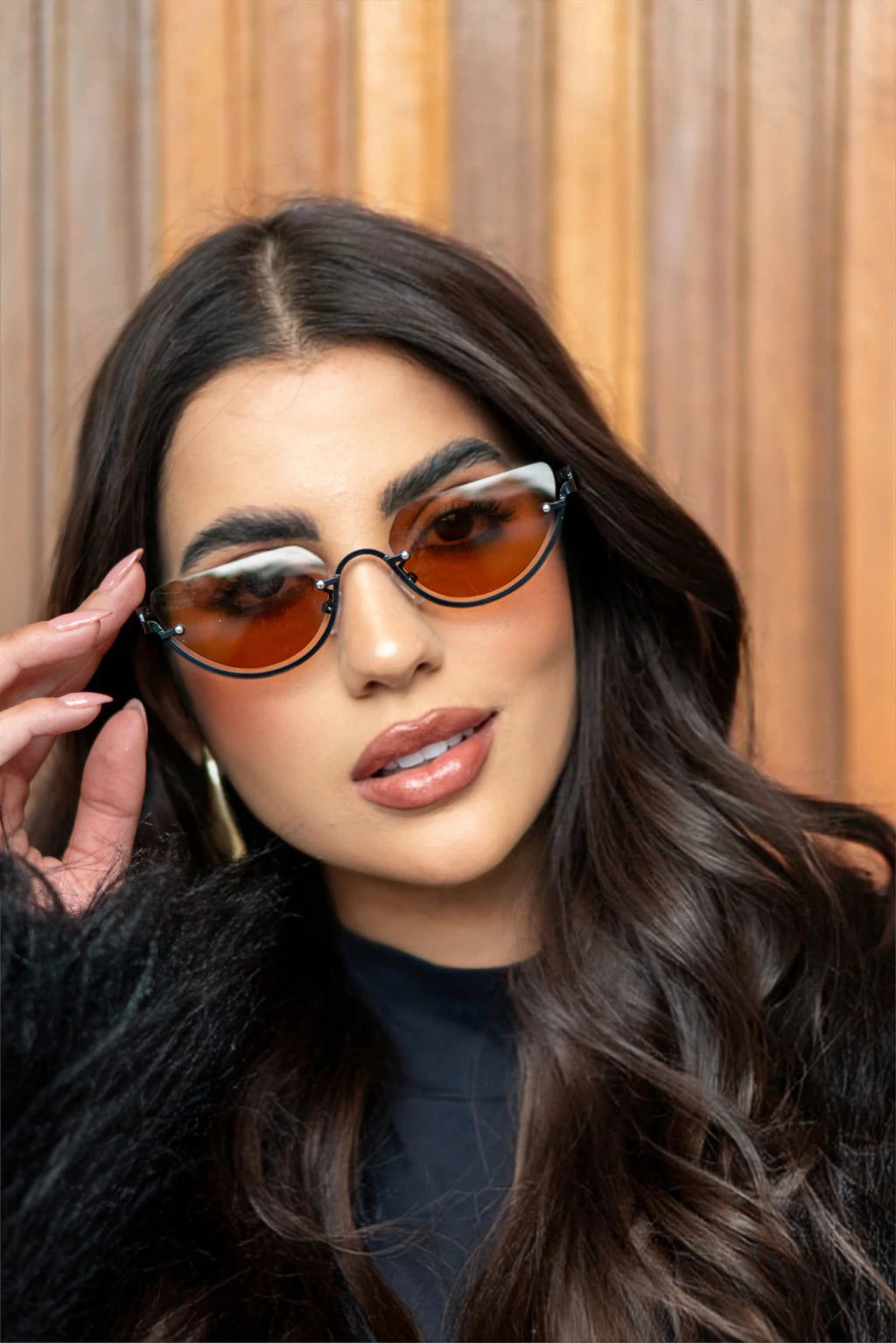 Óculos de Sol Gatinho Gisele 2.0 - Marrom Preto - Metal