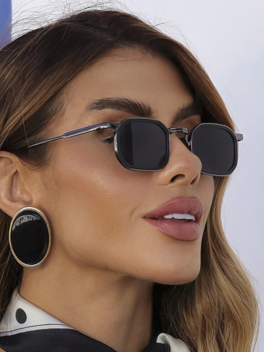 Óculos de Sol Retangular Kansas Premium 3.0 - Preto - Metal