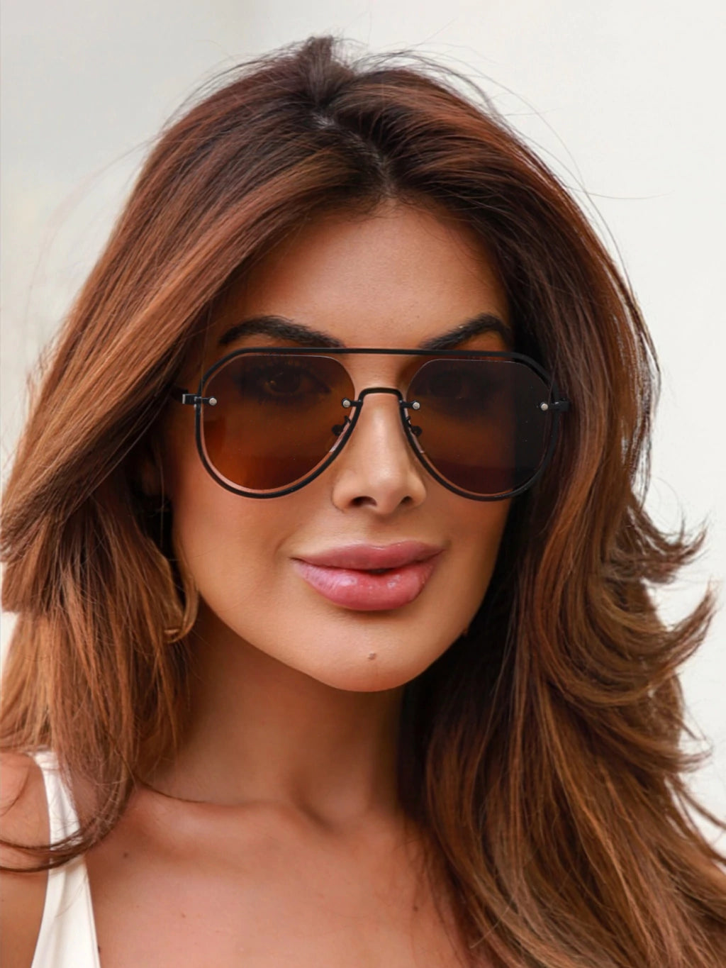 Óculos de Sol Aviador Gold - Marrom Preto - Metal