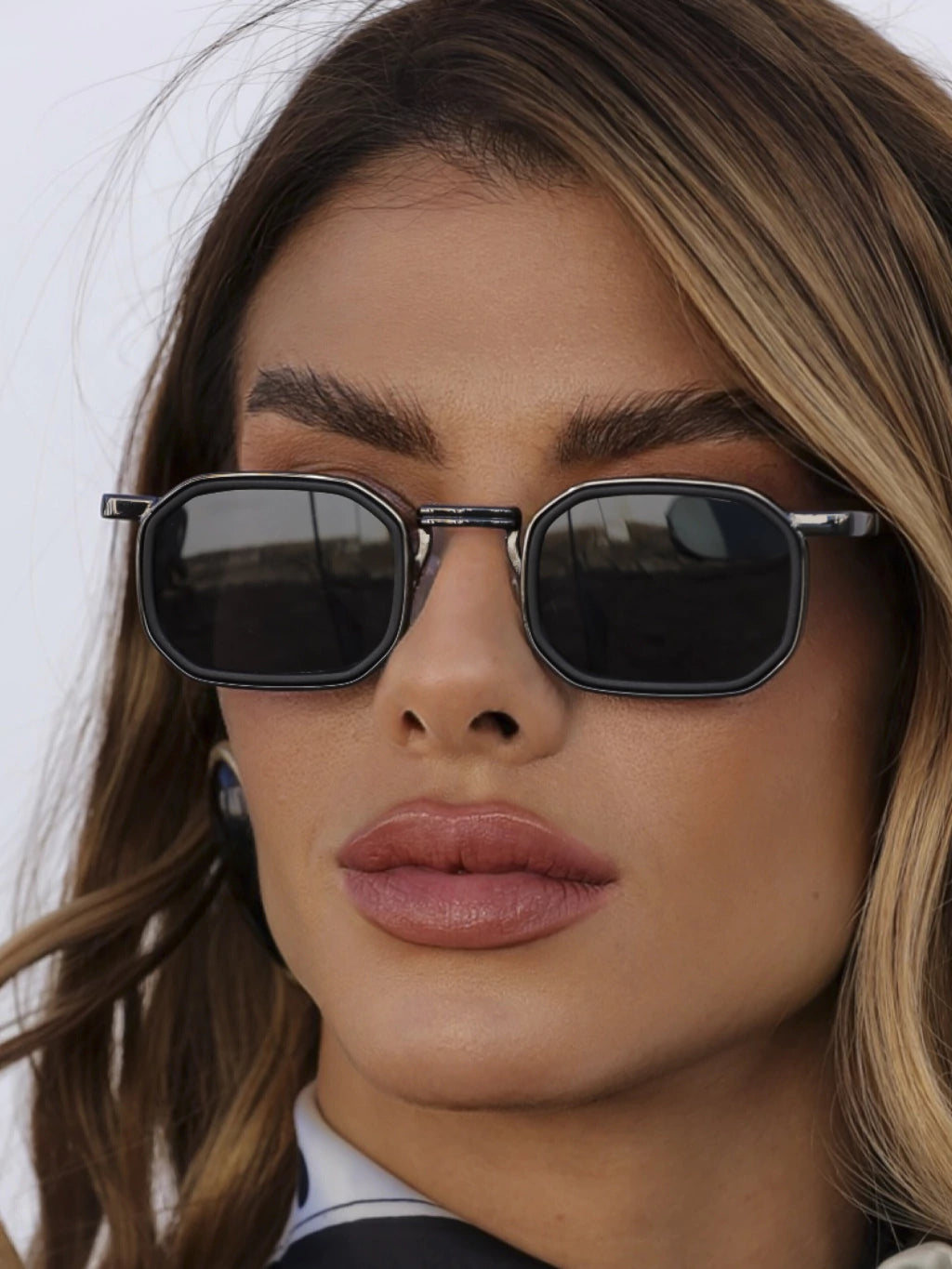 Óculos de Sol Retangular Kansas Premium 3.0 - Preto - Metal