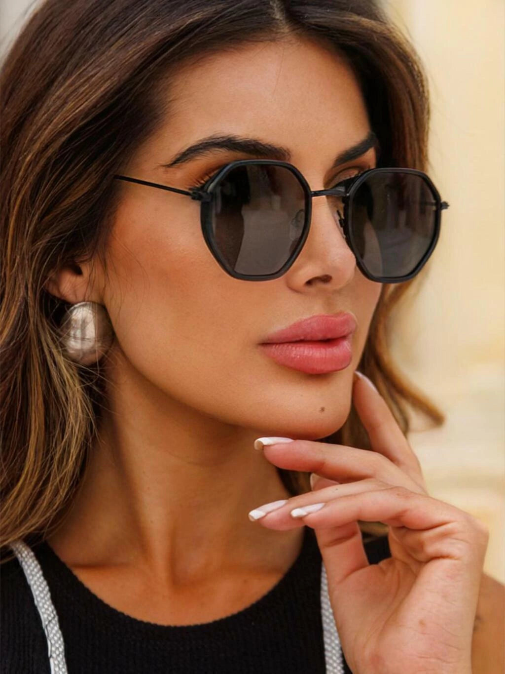 Óculos de Sol Retangular Once - Preto Degradê - Metal