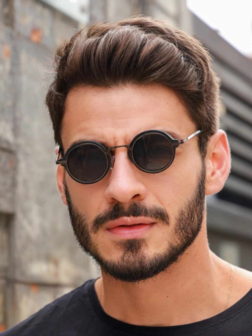 Óculos de Sol Redondo Kiev Premium 2.0 - Preto - Metal