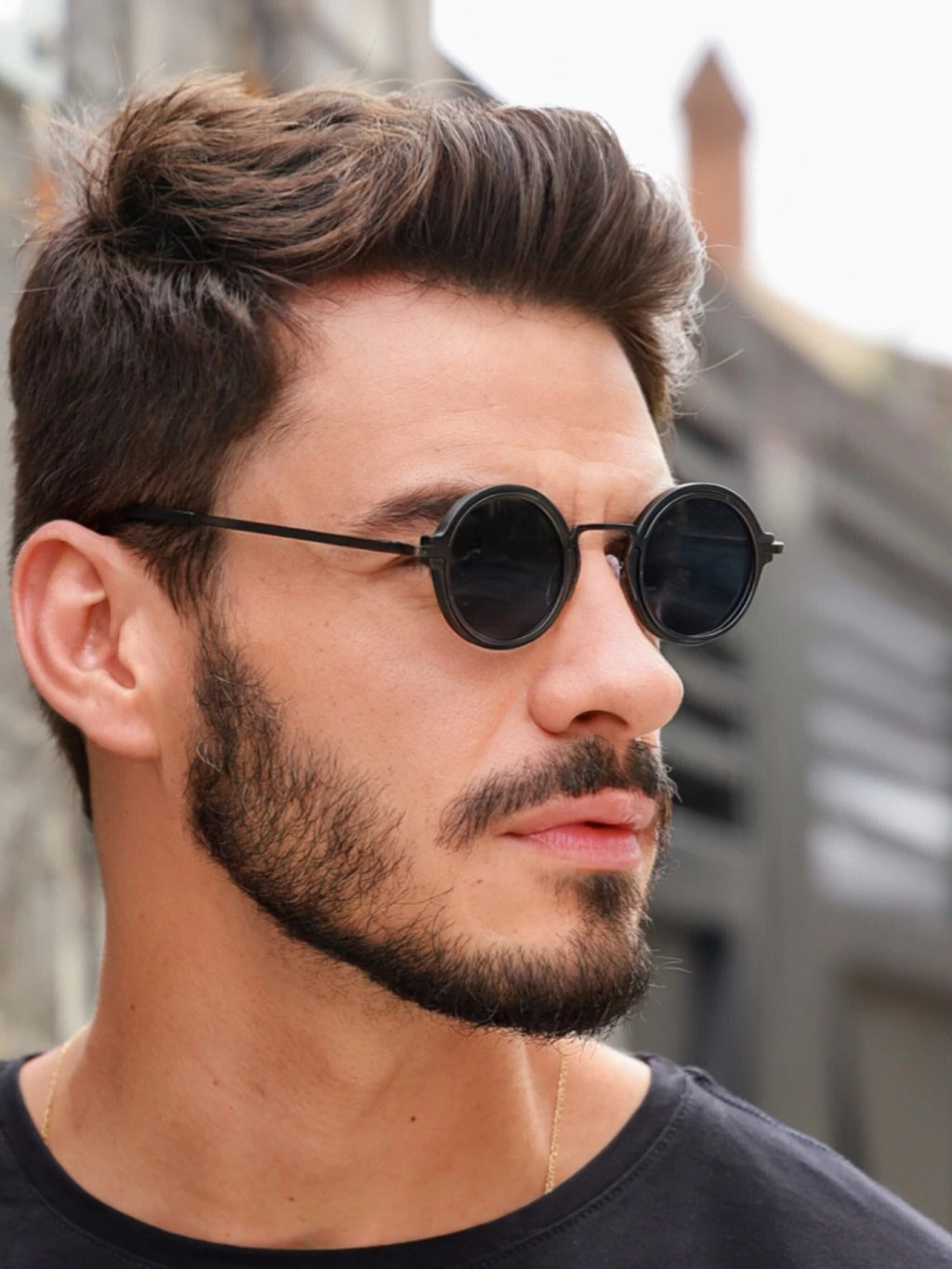 Óculos de Sol Redondo Kiev Premium 2.0 - Preto - Metal