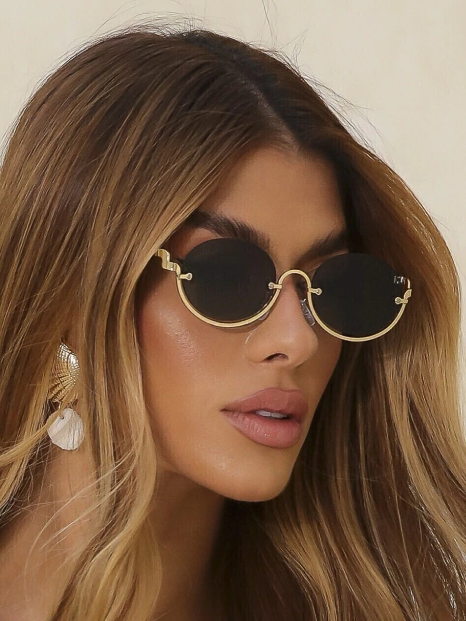 Óculos de Sol Rebeca - Metal - Preto/Dourado