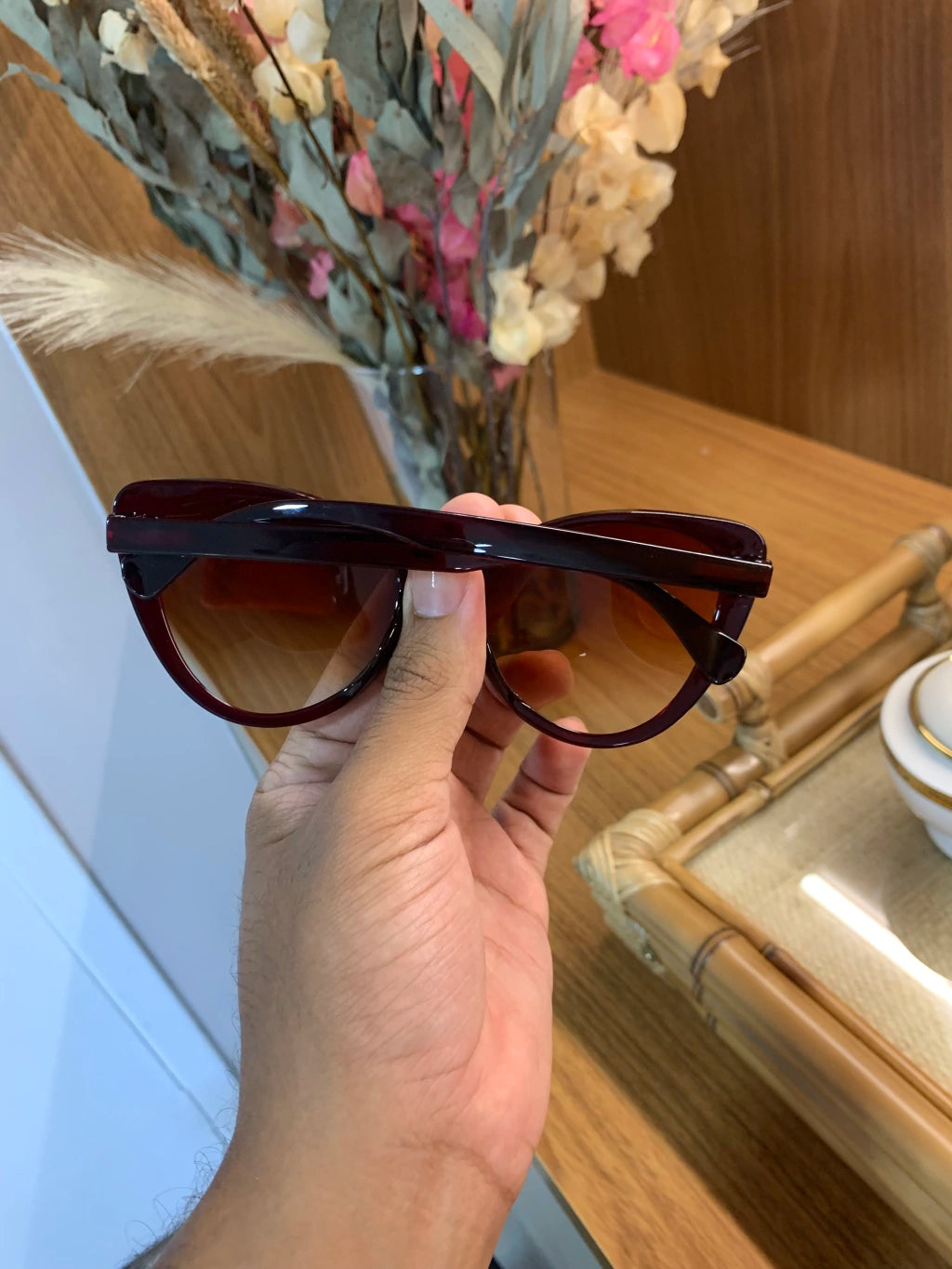 Óculos de Sol Gatinho Naeska - Marrom Degradê - acetato