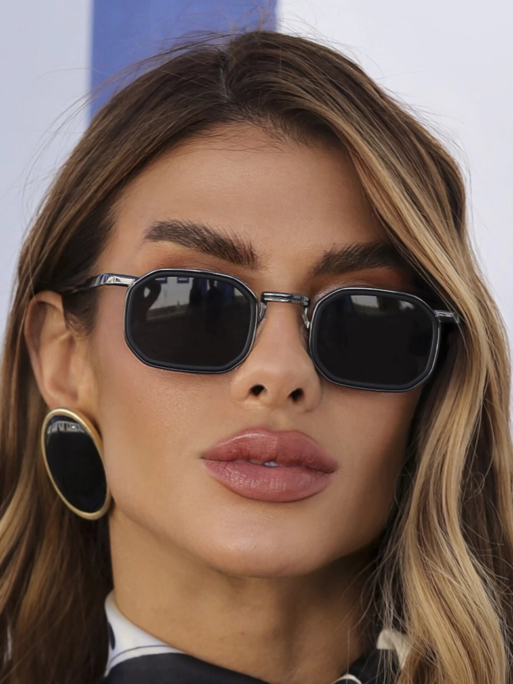 Óculos de Sol Retangular Kansas Premium 3.0 - Preto - Metal