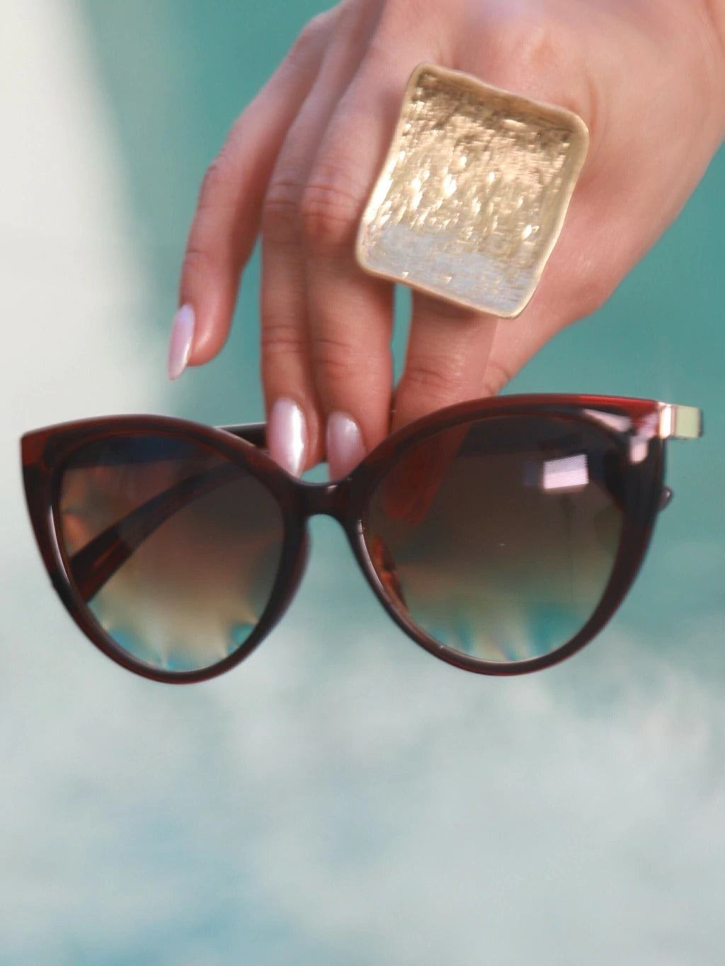 Óculos de Sol Gatinho Naeska - Marrom Degradê - acetato