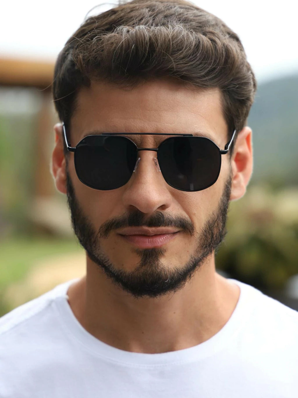 Óculos de Sol Retangular Samba - Preto - Metal