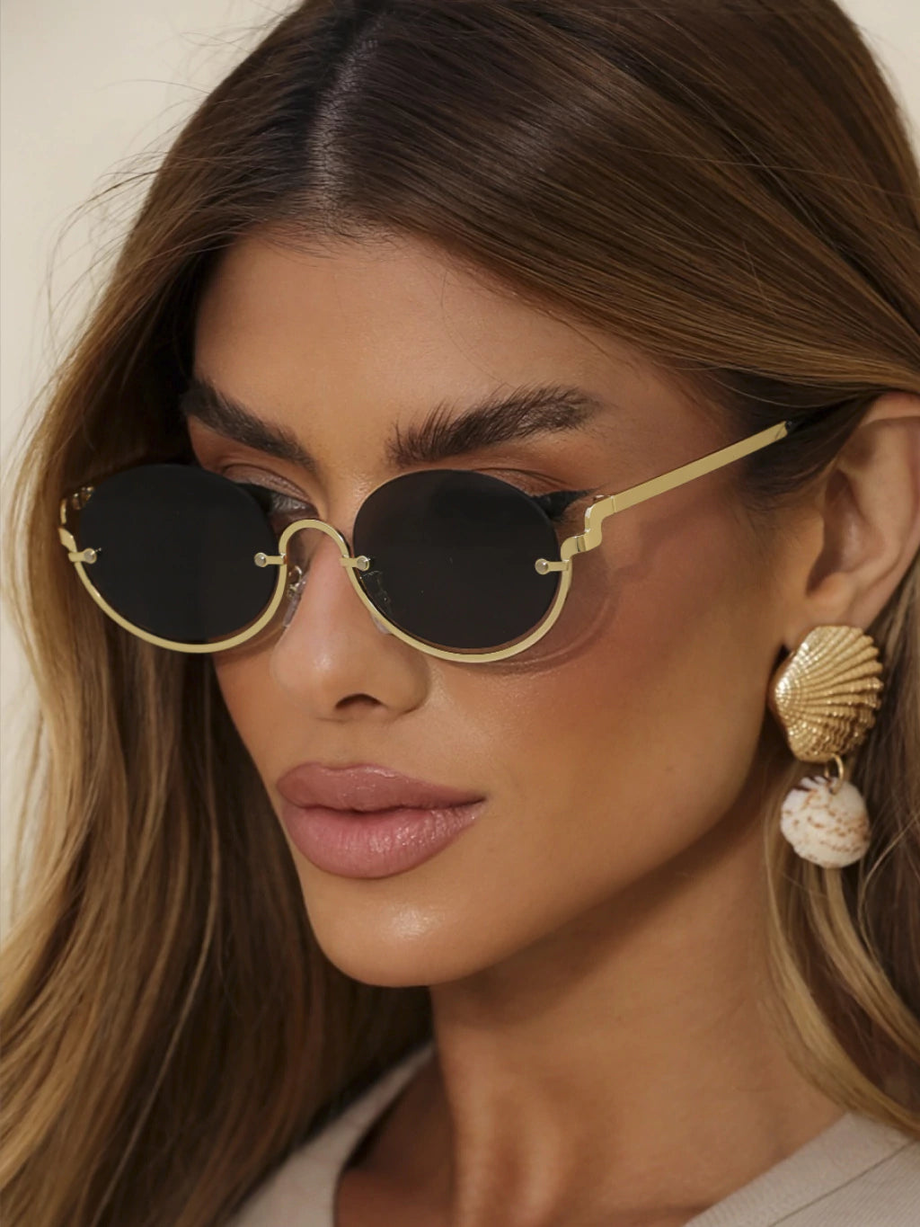 Óculos de Sol Rebeca - Metal - Preto/Dourado