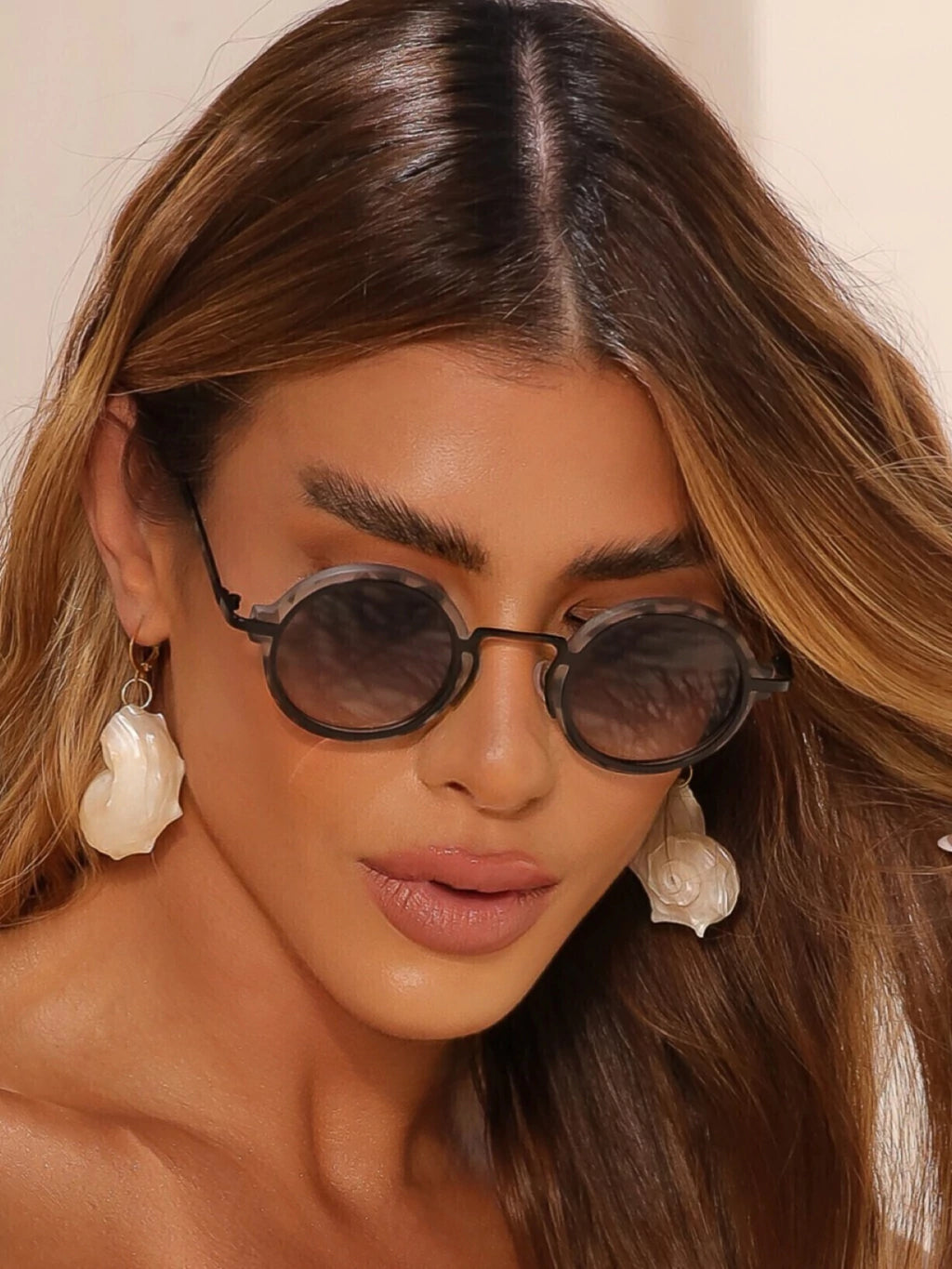 Óculos de Sol Redondo Kiev Premium 2.0 - Preto Degradê Camuflado Cinza - Metal