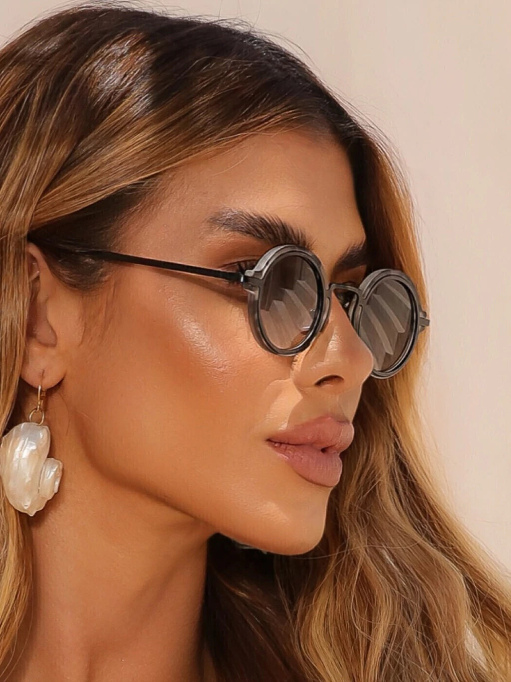 Óculos de Sol Redondo Kiev Premium 2.0 - Preto Degradê Camuflado Cinza - Metal