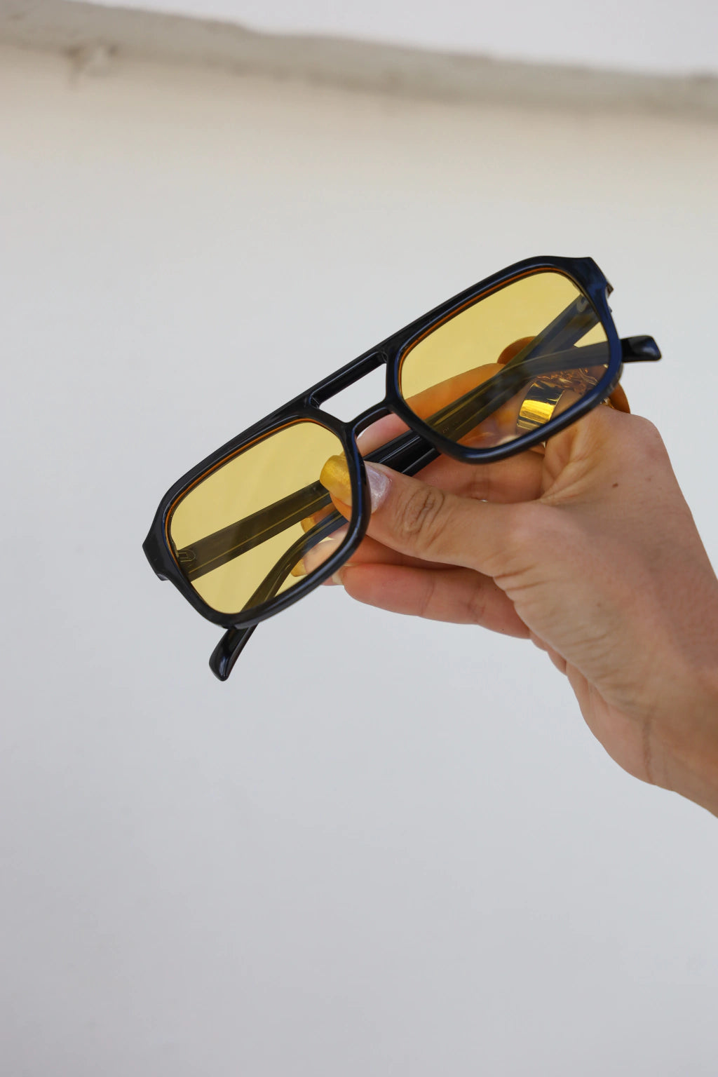 Óculos de Sol Quadrado City - Amarelo Preto - Acetato