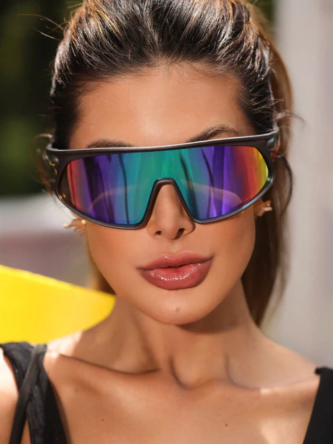 Óculos de Sol Esportivo Máscara Nitro - Azul Roxo Espelhado - Injetado.