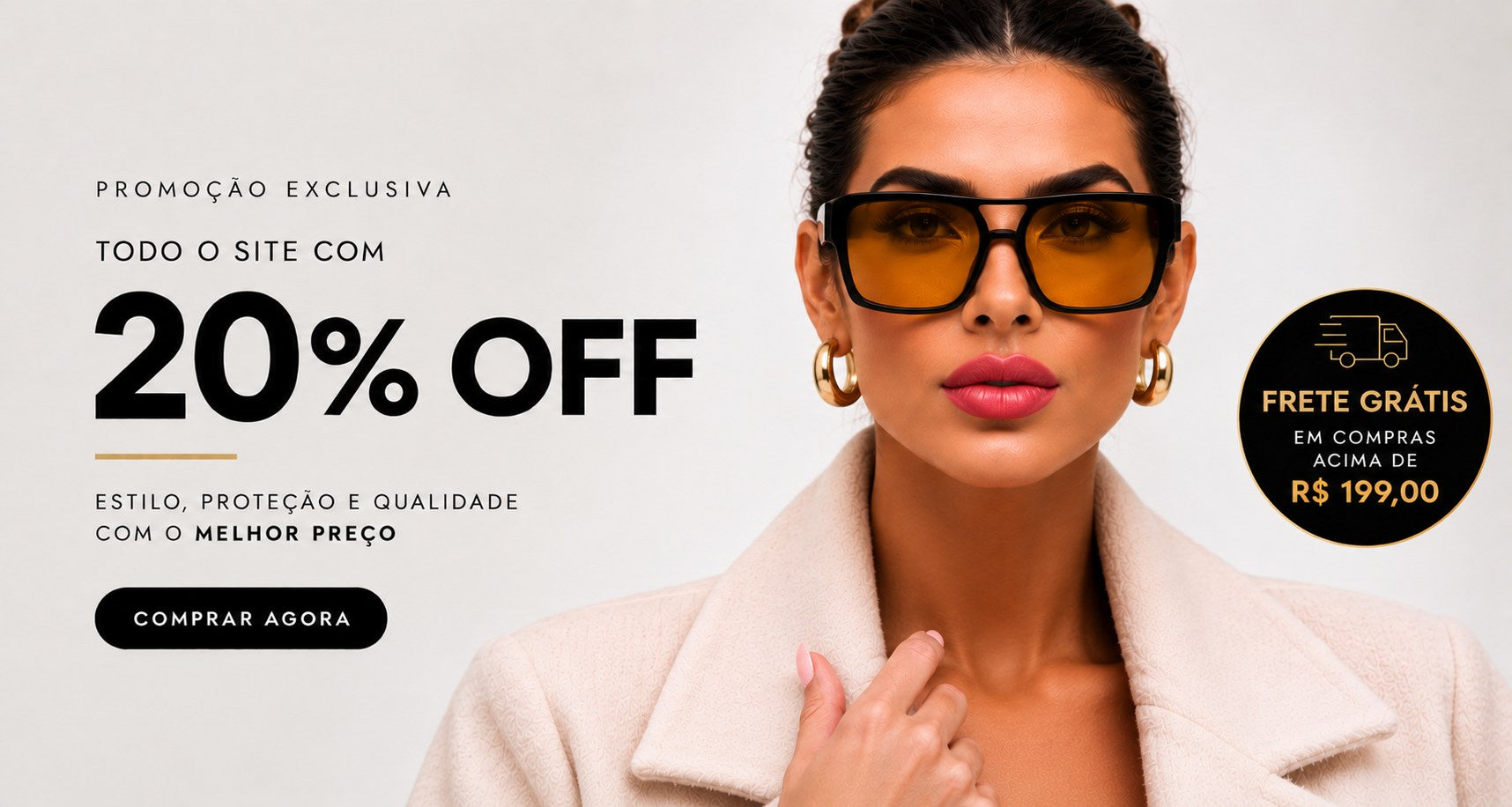 Promoção exclusiva: todo o site com 20% OFF e frete grátis acima de R$ 199 - Ótica Santoro